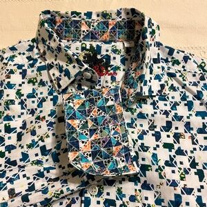 Robert Graham Mens Small Dormer Classic Fit Long Sleeve Button Shirt Skull Flip